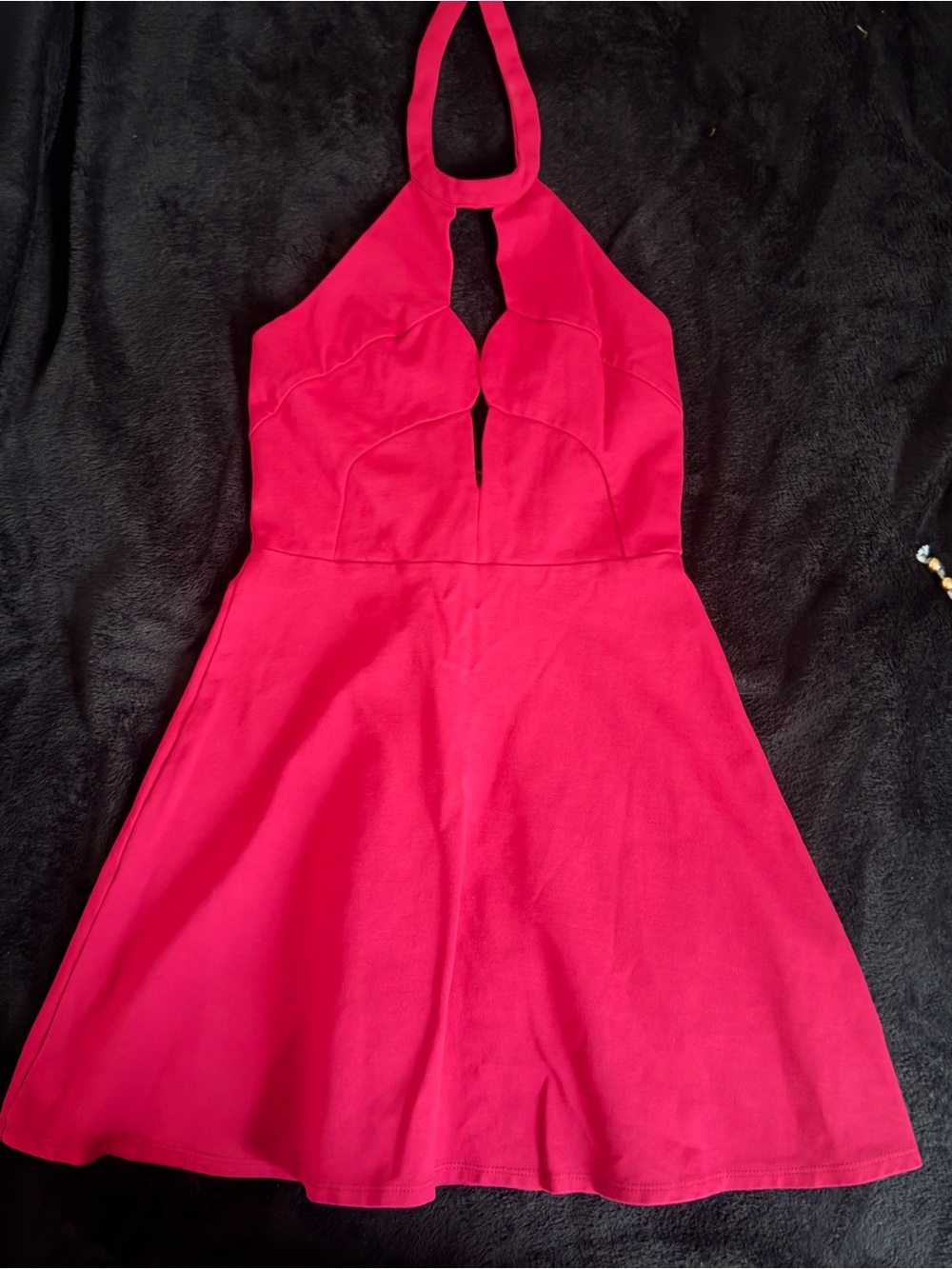 Wine Halter Fit & Flare Dress